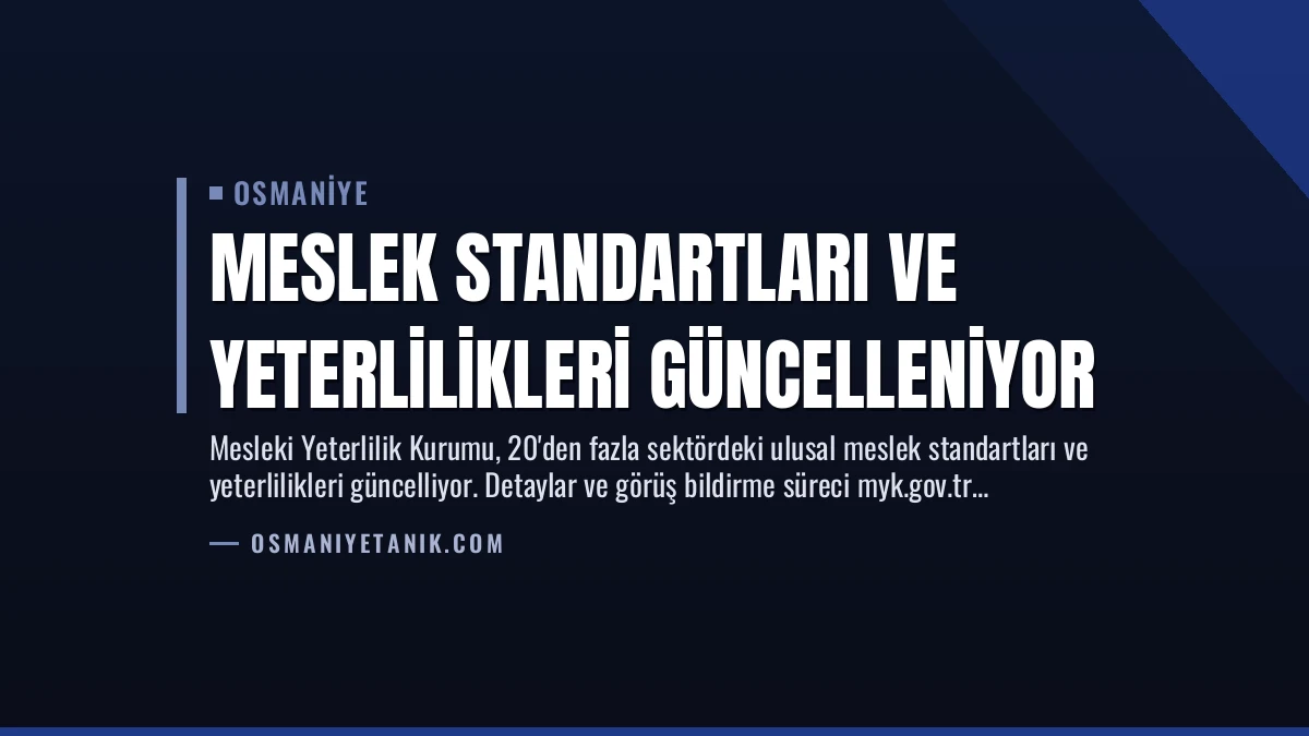 Meslek Standartları ve Yeterlilikleri Güncelleniyor