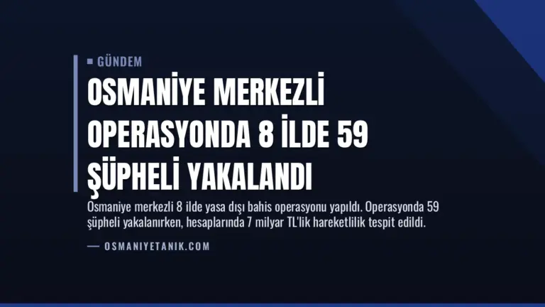 Osmaniye Merkezli Operasyonda 8 İlde 59 Şüpheli Yakalandı
