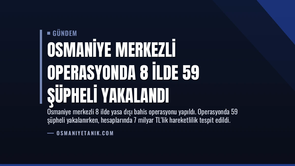 Osmaniye Merkezli Operasyonda 8 İlde 59 Şüpheli Yakalandı