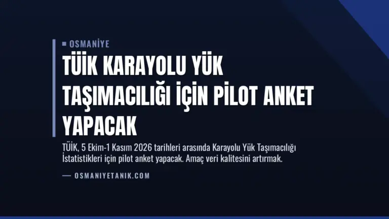 TÜİK Karayolu Yük Taşımacılığı İçin Pilot Anket Yapacak